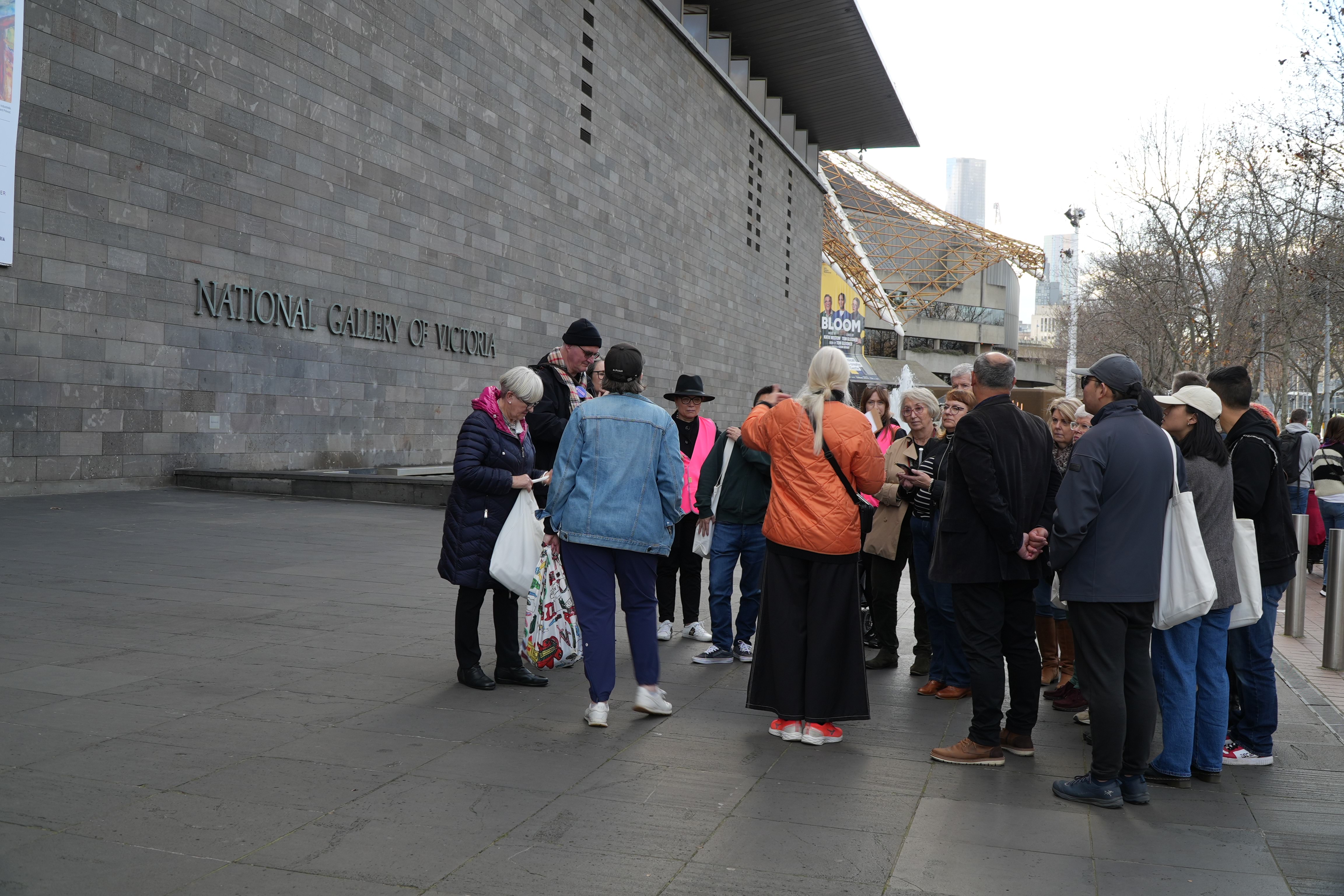 OHM tour group outside the National Gallery of Victoria